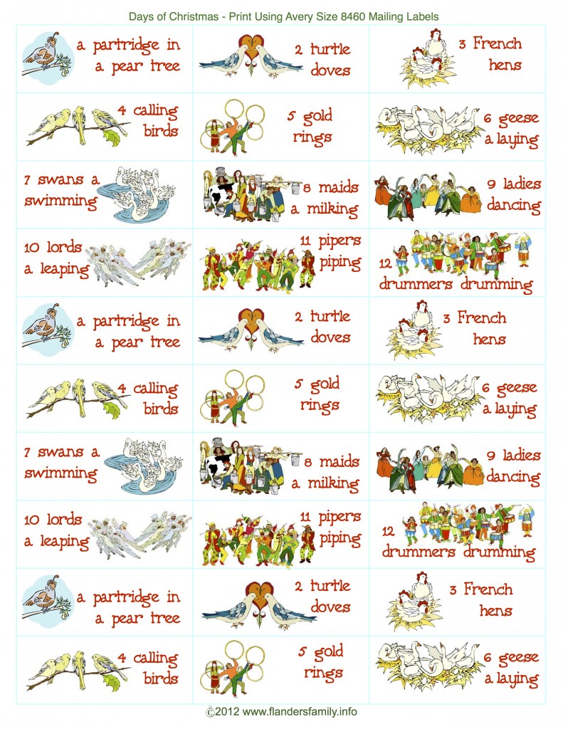 12 Days of Christmas SingaLong Labels Flanders Family Homelife