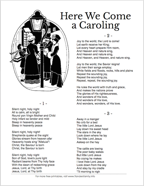 Free Printable Christmas Carol Song Sheets