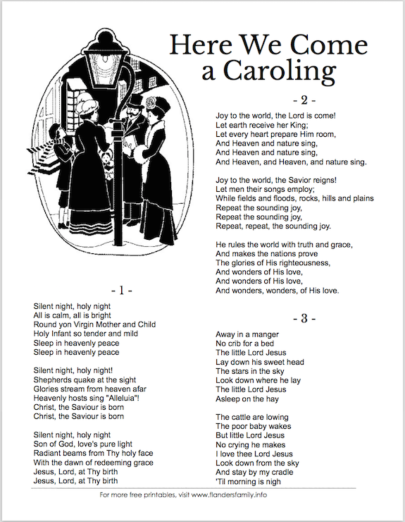 Christmas Carol Song Sheets Free Printable Flanders Family Homelife