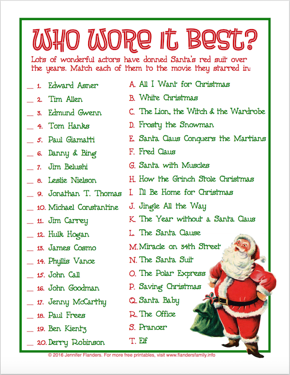 Christmas Games For Families Printable Free