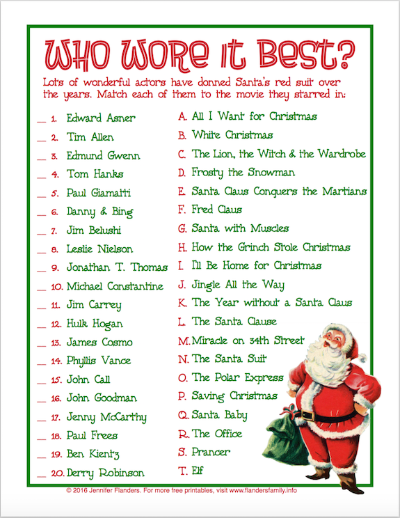 Who Wore It Best Free Printable Christmas Game Flanders Family 