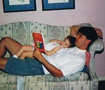 1991 Dad reads to Beth