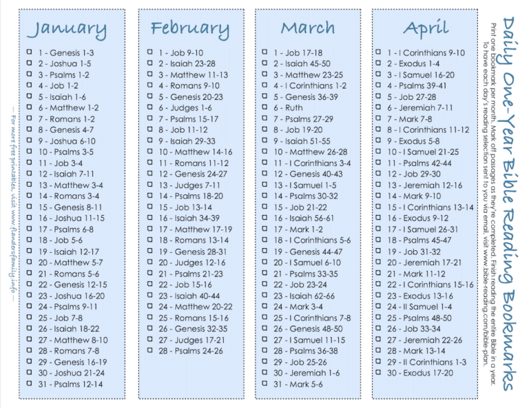 OneYear Bible Reading Plan Flanders Family Homelife St. Charles