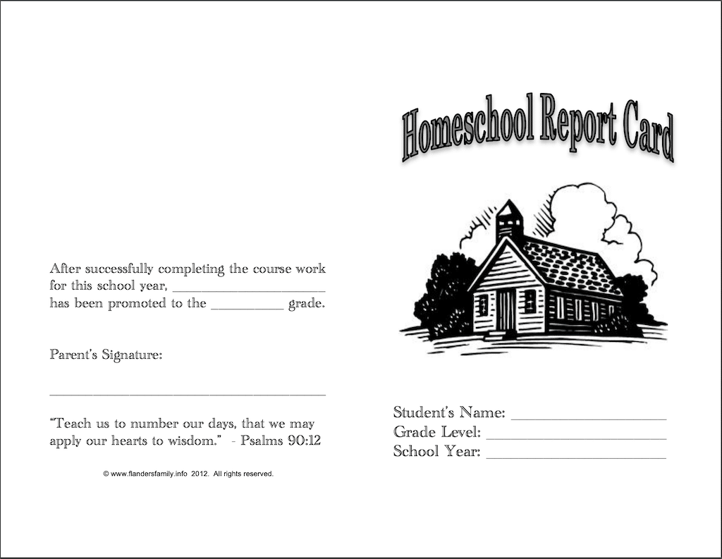 Homeschool Report Cards - Flanders Family Homelife With Regard To Homeschool Report Card Template