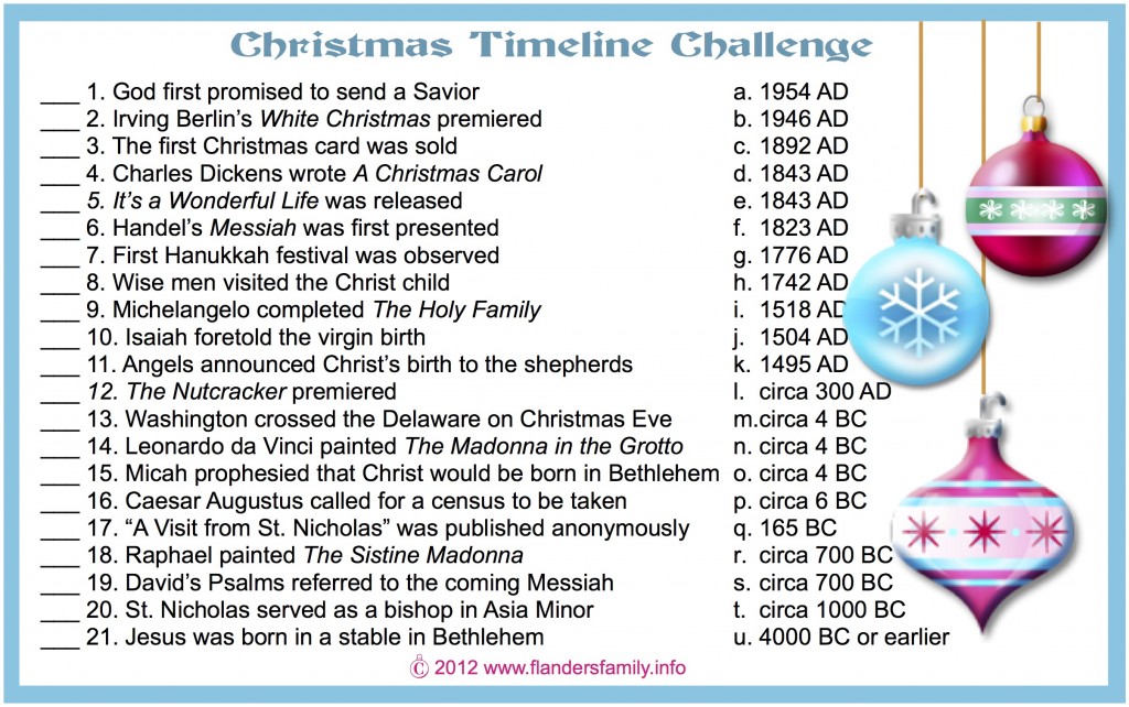 Christmas Timeline Challenge Free Printable Flanders Family Homelife