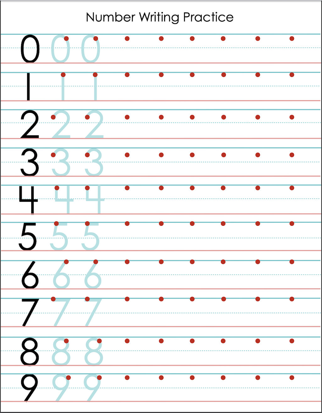 Number Writing Practice Sheet | free printable from flandersfamily.info