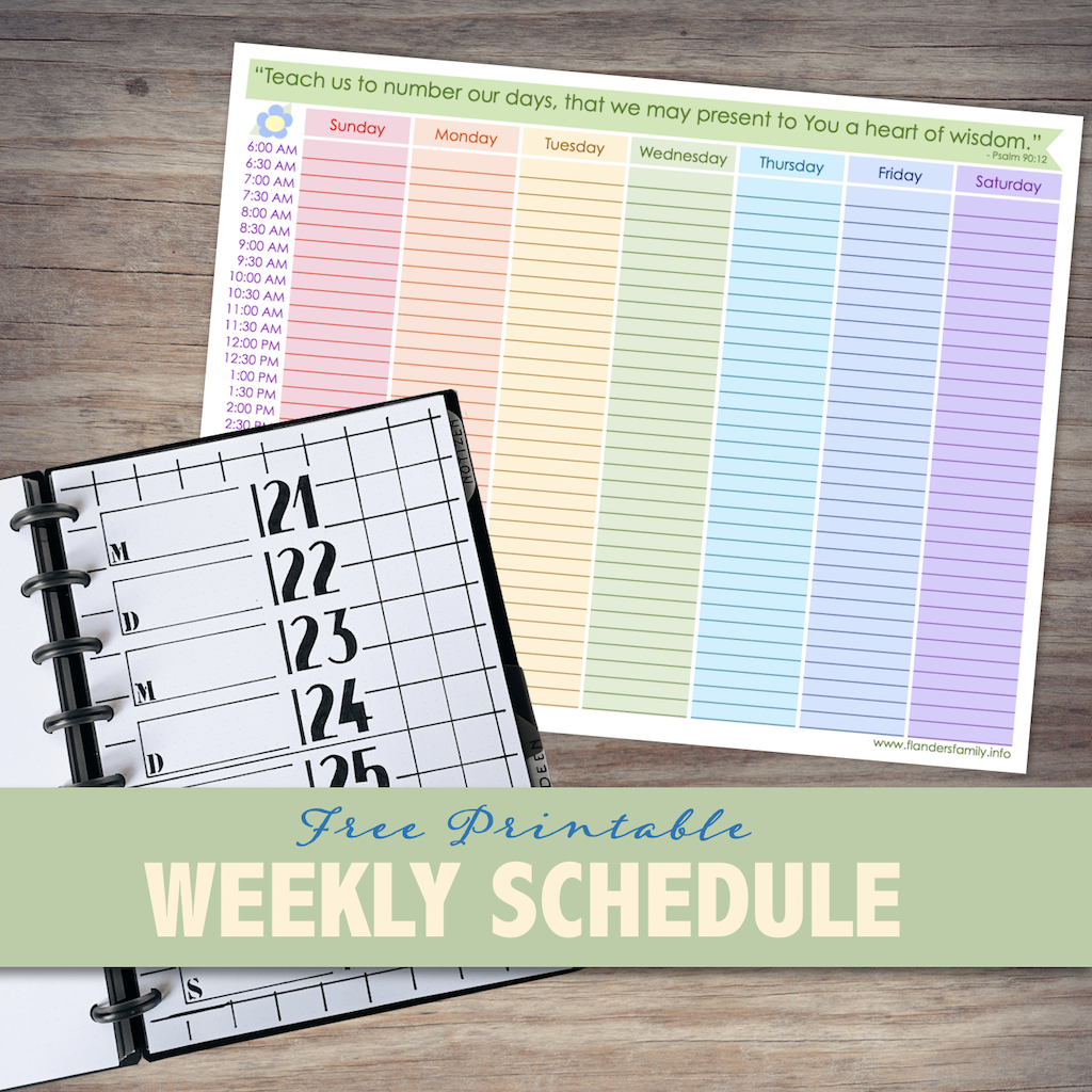 Free Printable Weekly Schedule - Flanders Family Home Life