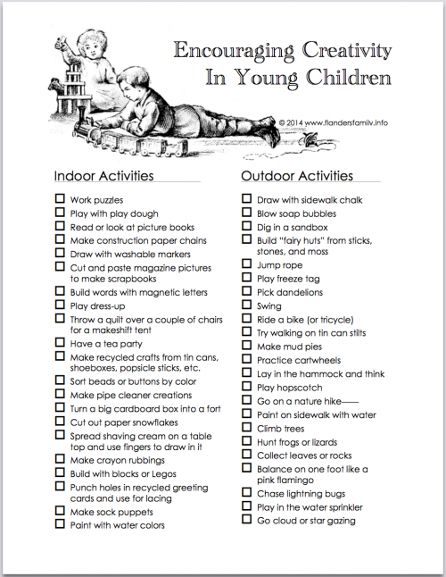 Encouraging Creativity in Young Children | free printable from www.flandersfamily.info