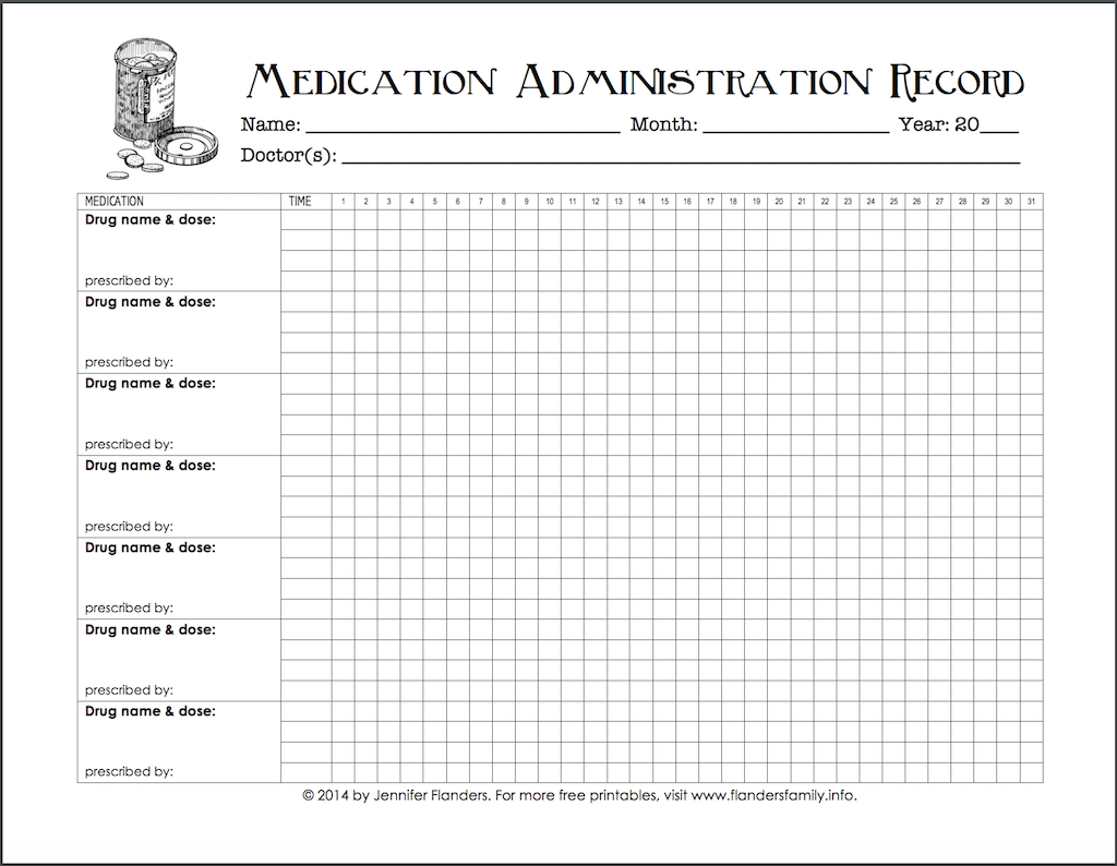 Printable Pill Chart