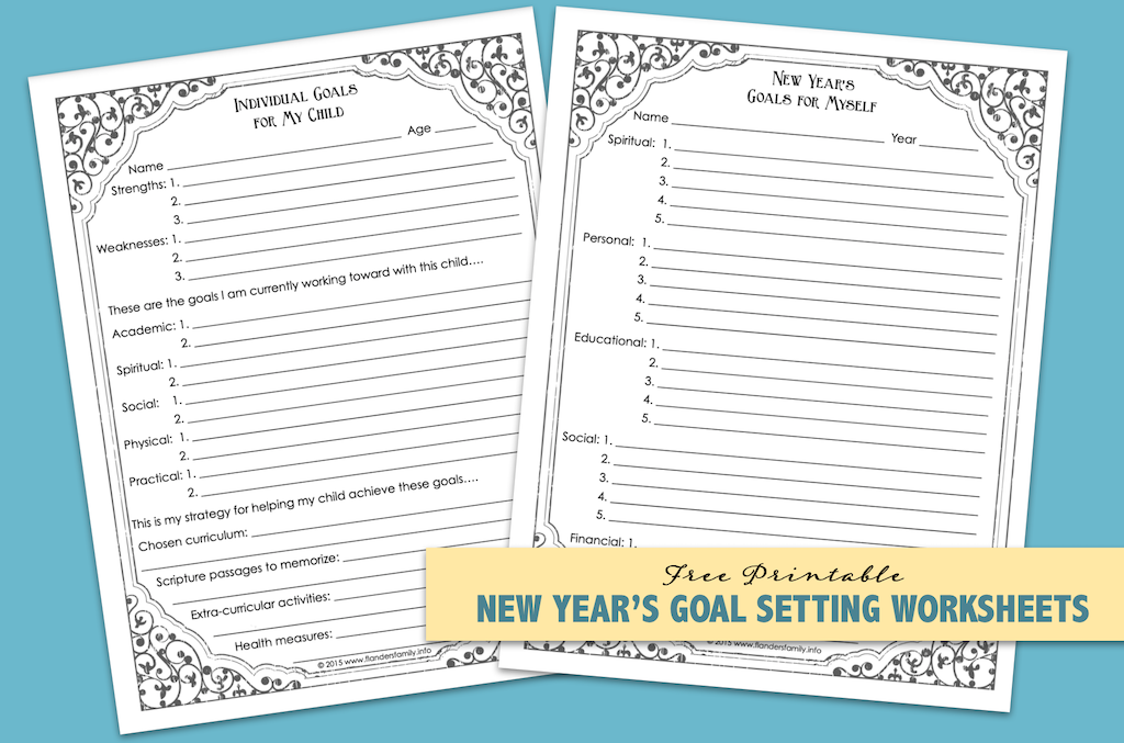 free printable goal setting worksheets flanders family homelife