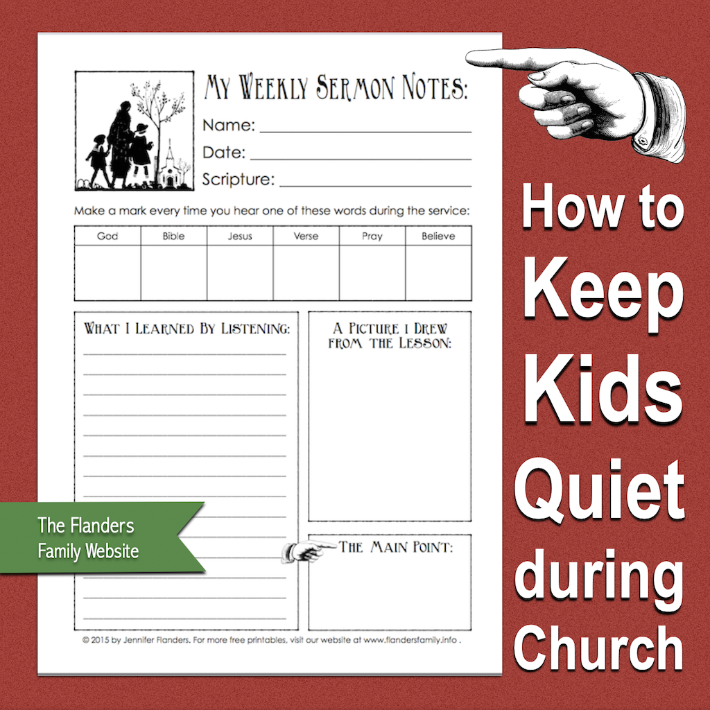 Sermon Notes Printable for Children - Flanders Family Homelife