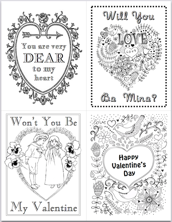 printable valentine day cards black and white