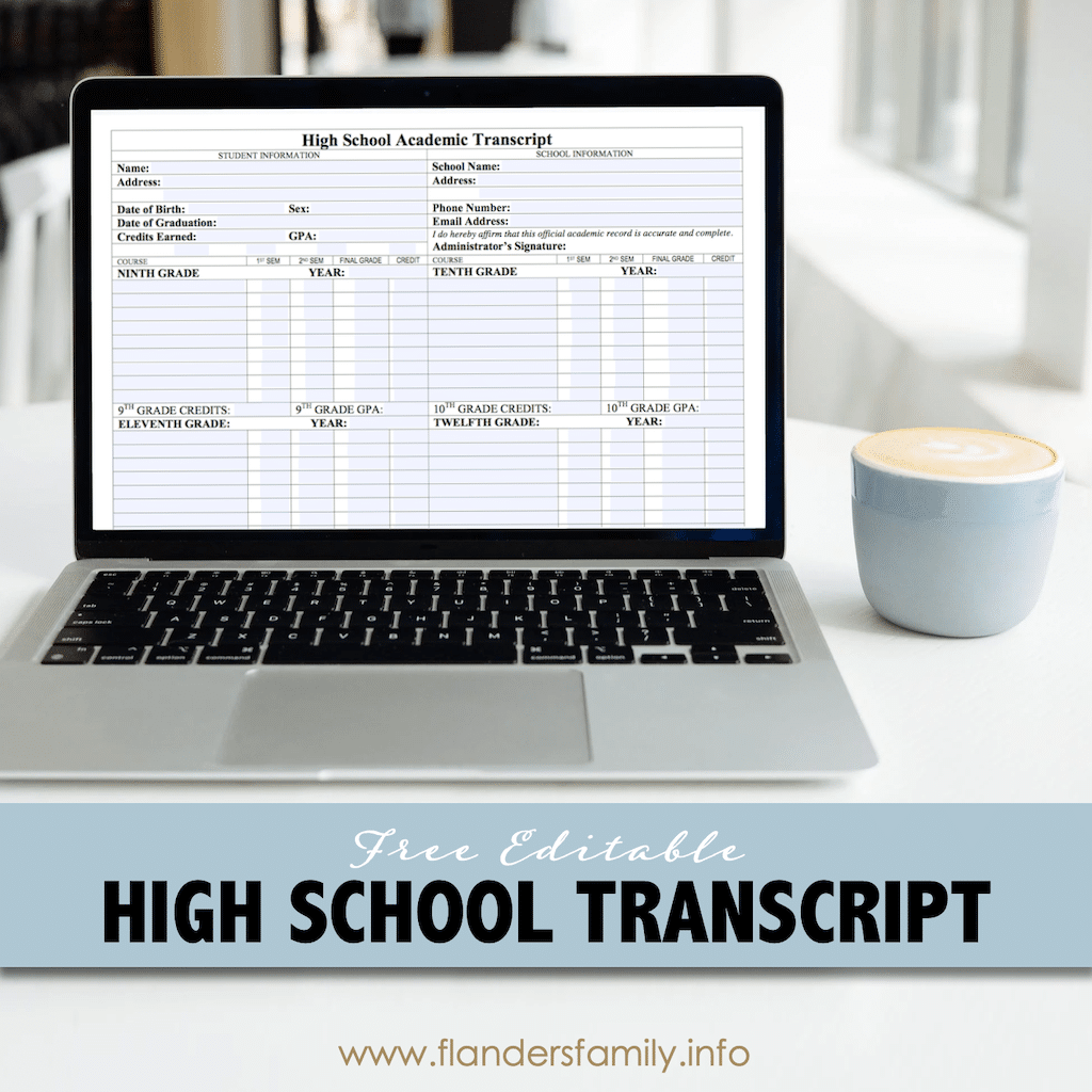 Free Editable High School Transcript 