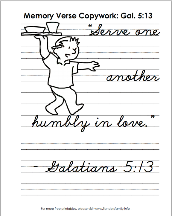 Free printable scripture handwriting practice sheets from www.flandersfamily.info