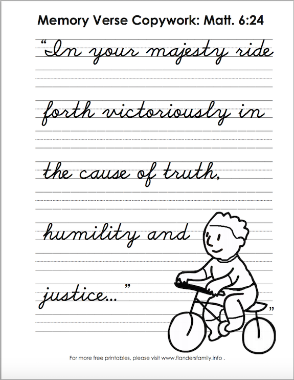 Free printable scripture handwriting practice sheets from www.flandersfamily.info