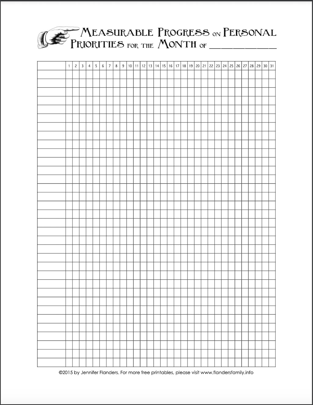 Free Printable Chart for Tracking Progress on Daily Goals