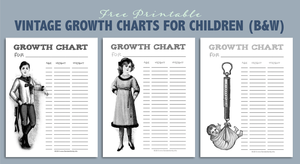 Vintage Growth Charts for Children in B&W
