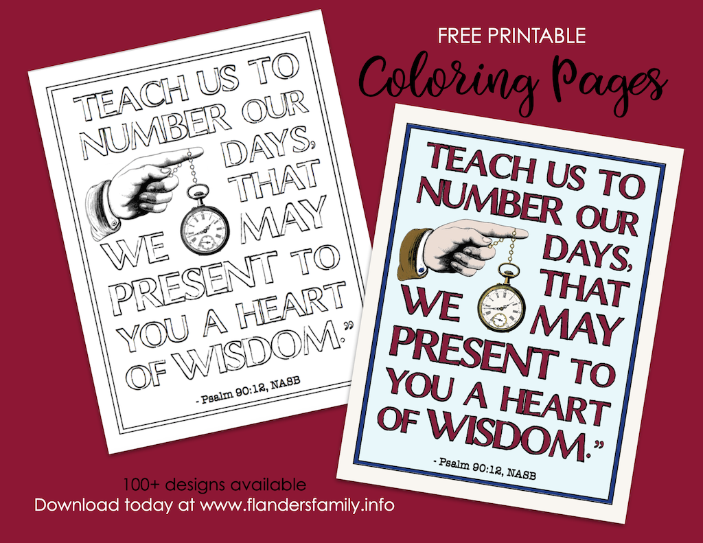 Teach Us to Number Our Days Coloring Page - Flanders Family Homelife