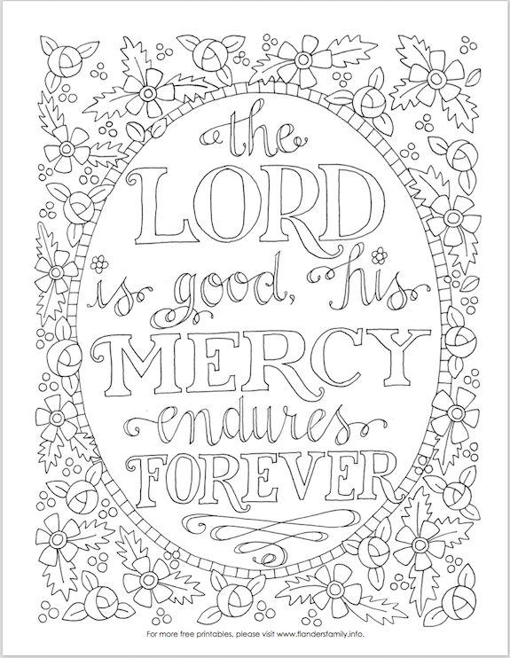 Free printable coloring pages with Scripture emphasis from flandersfamily.info -- Bible based, so you can meditate on the truth of scripture while you relax and color!