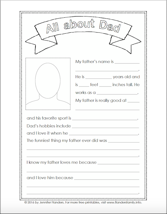 No cost Fathers Working day Printables - Flanders Spouse and children Homelife graphic relating to All About My Dad Free Printable named No cost Fathers Working day Printables - Flanders Loved ones Homelife