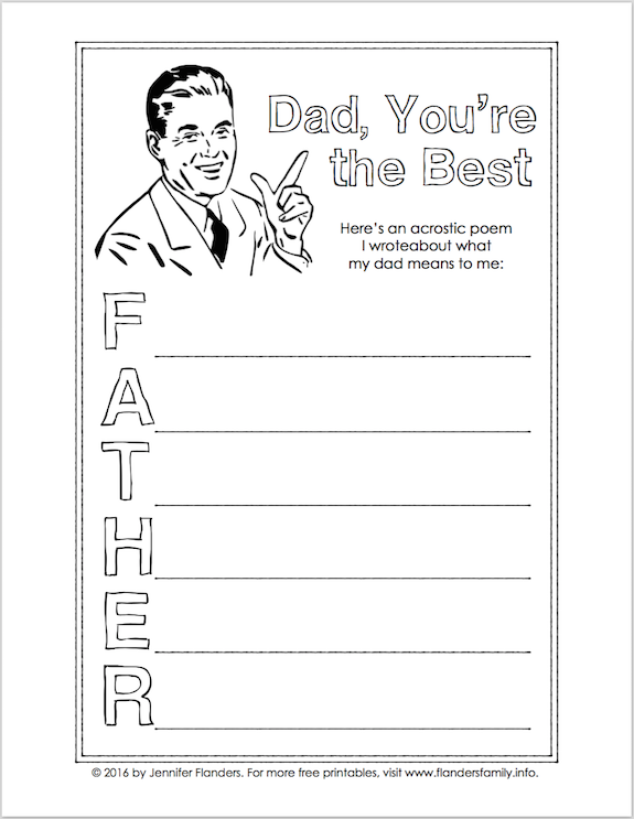 Free printables for kids to fill out for Father's Day ... from flandersfamily.info