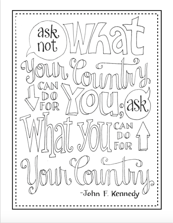 JFK Quote Coloring Page