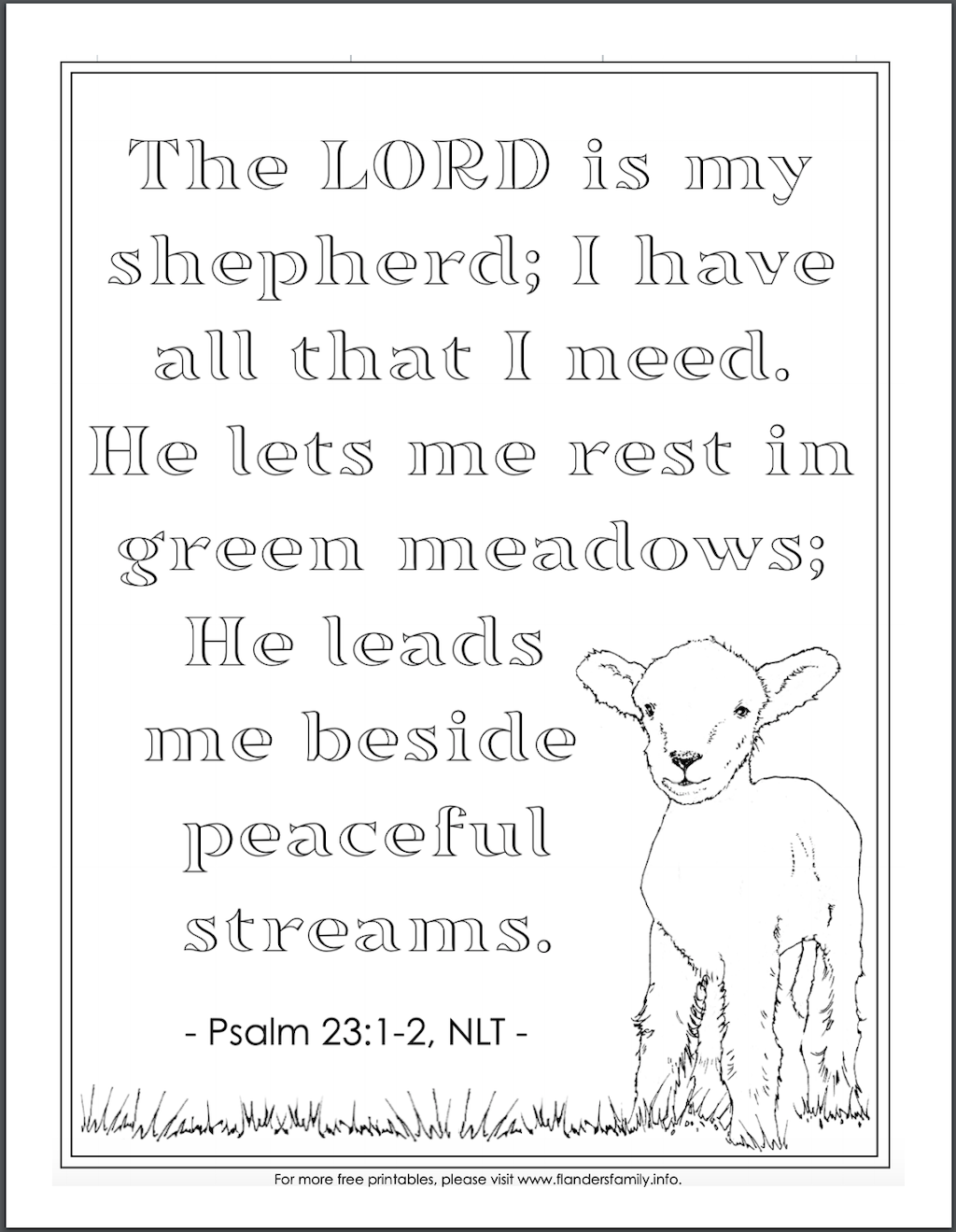 The Lord Is My Shepherd Coloring Page Flanders Family Homelife
