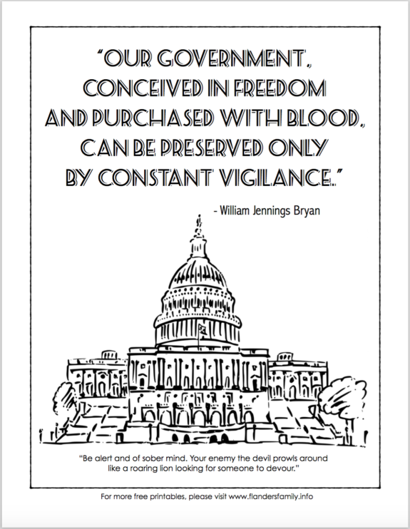 Free patriotic coloring pages for Constitution Day from www.flandersfamily.info