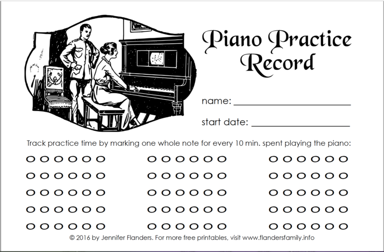 Free Printable Piano Practice Record Flanders Family Home Life