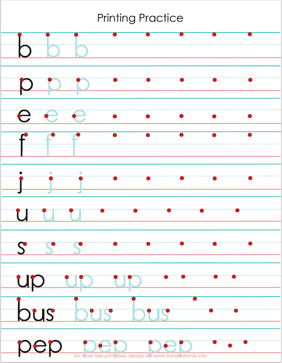 Sentences Printing Worksheets