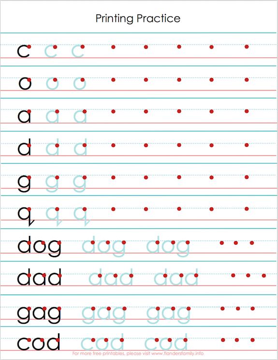 Free Printable Printing Practice Worksheets