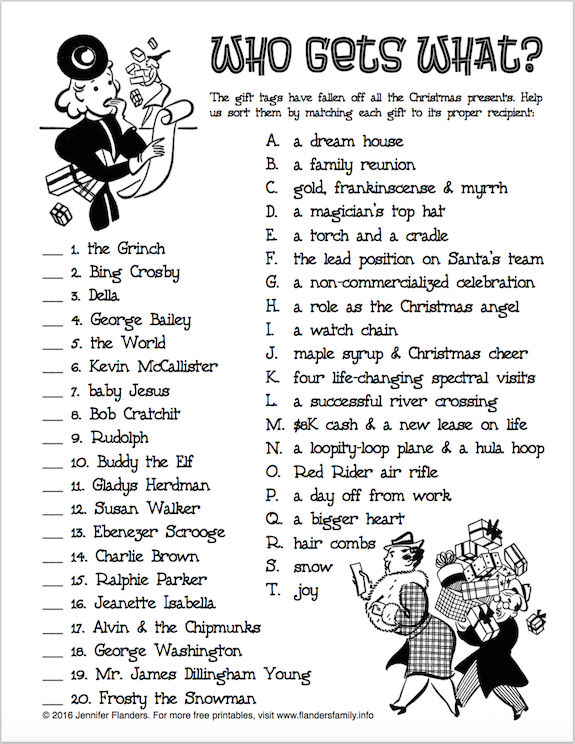 Printable Christmas Games To Play With Family