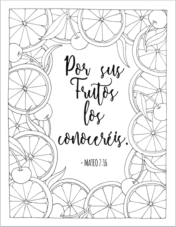 Free printable coloring page (in Spanish) - Mateo 7:16