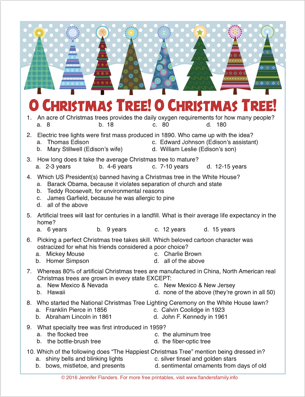 O Christmas Tree! Trivia Quiz