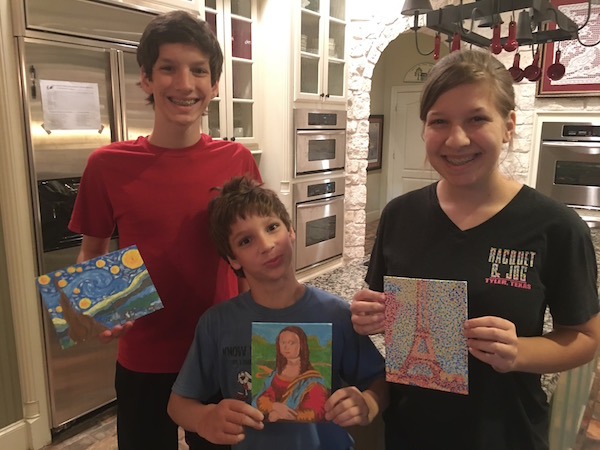 2016 Happenings - Isaac, Daniel, and Rachel with their finished masterpieces.