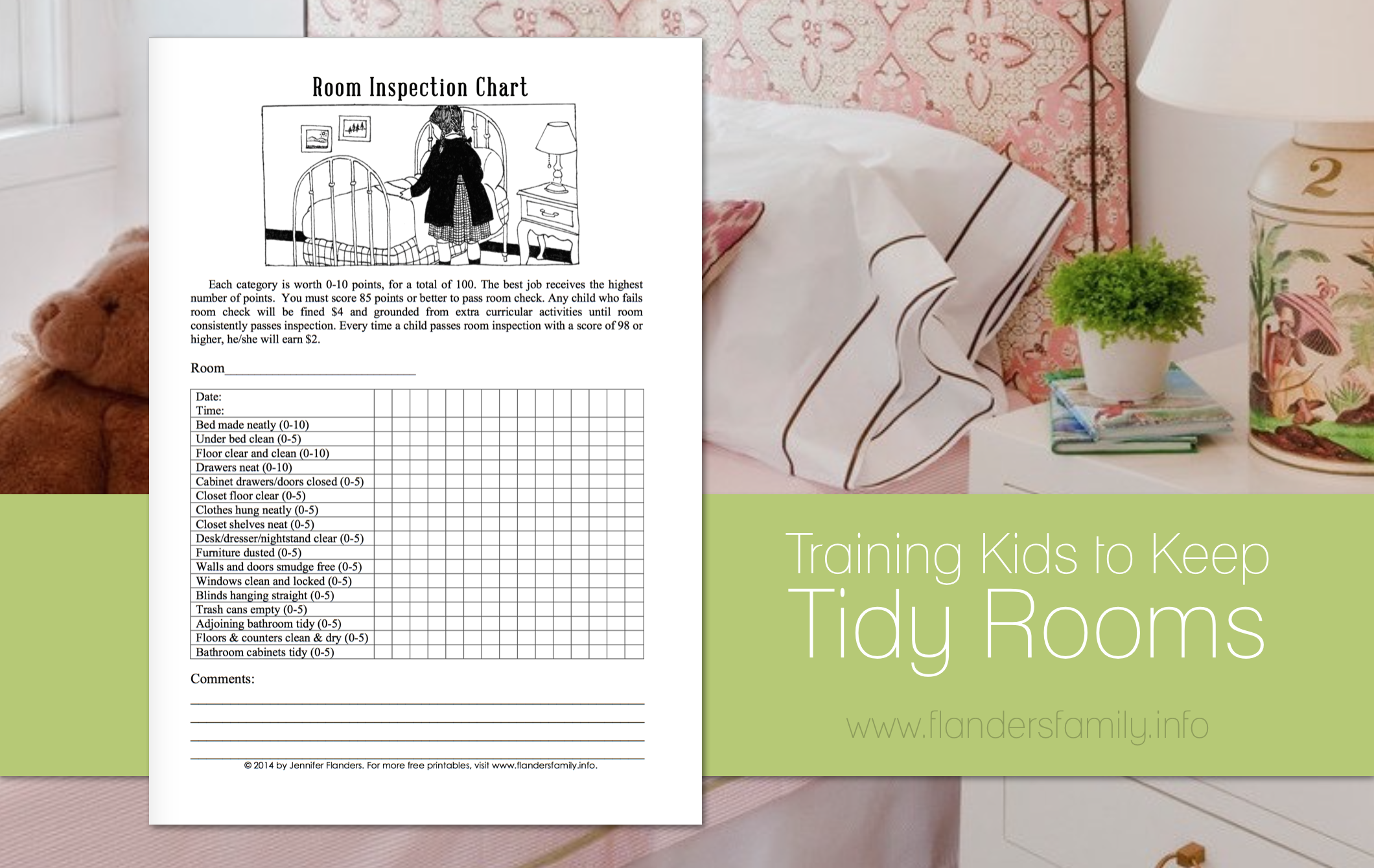 How to Train Kids to Keep Tidy Rooms | free printable inspection chart