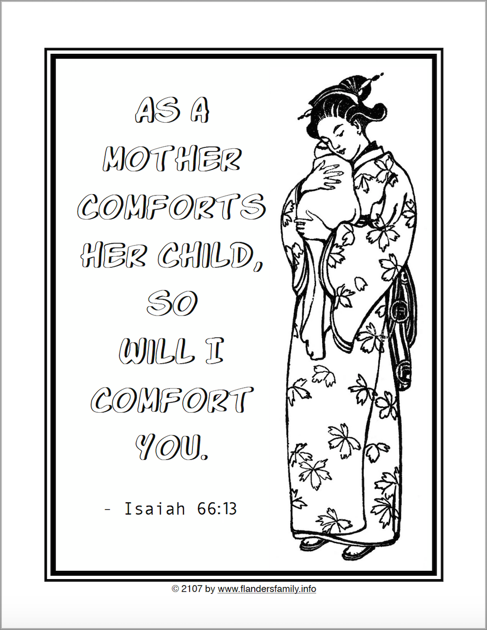 A Mother's Comfort (Free Coloring Page) - Flanders Family ...
