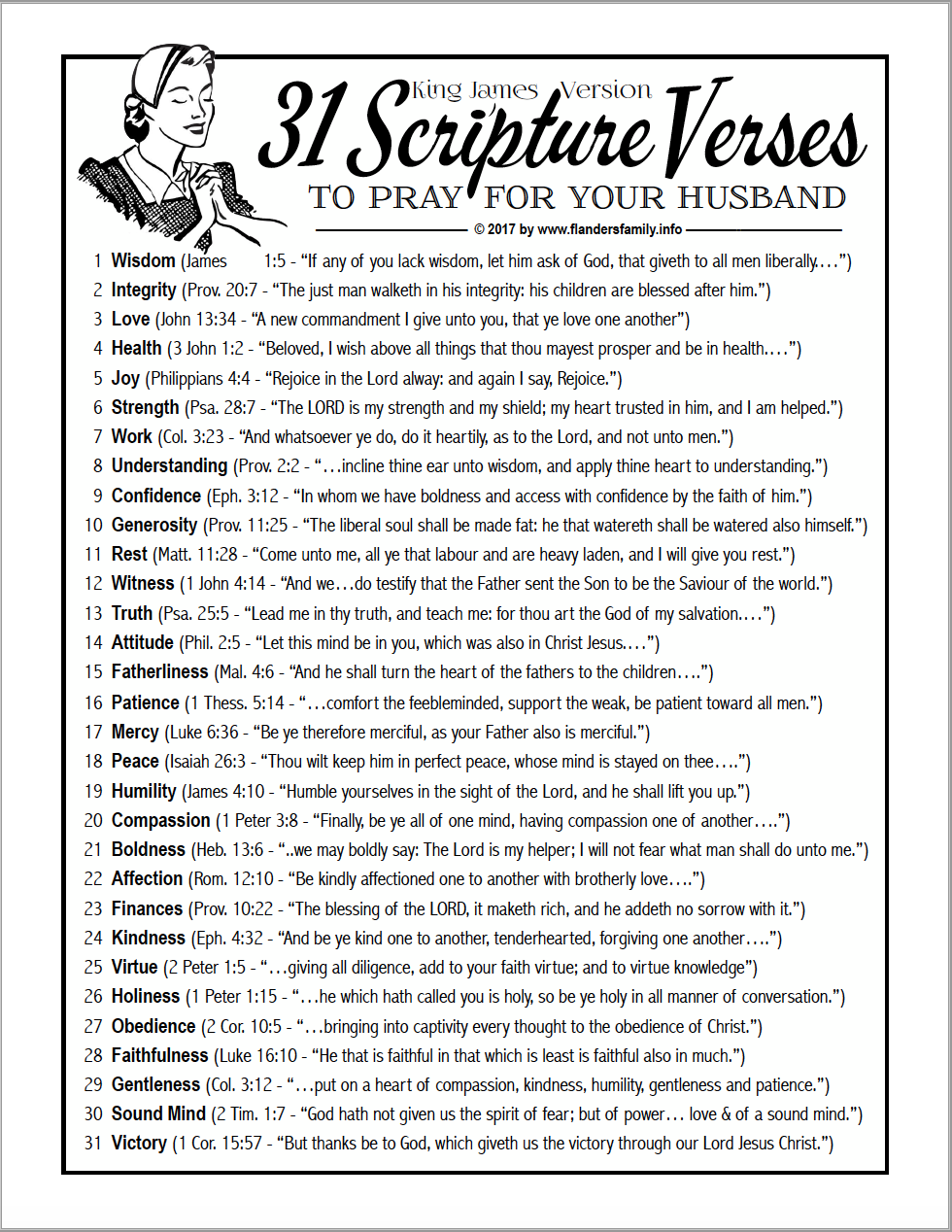 Free printable 31 Days of Praying for Your Husband