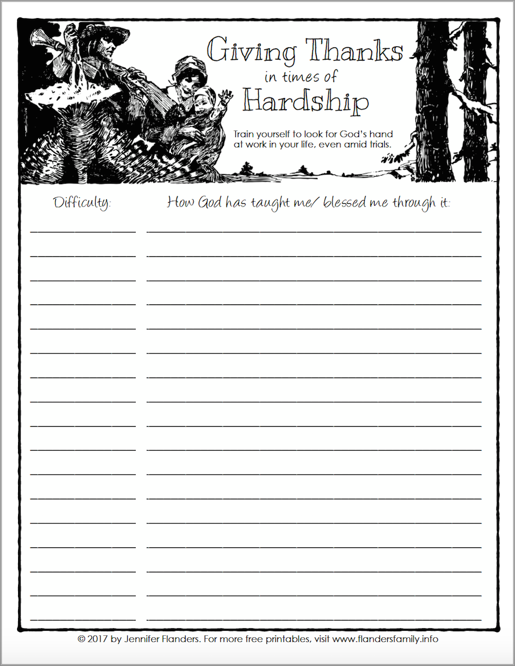 Learning to give thanks in the midst of trials and hardships (free printable)