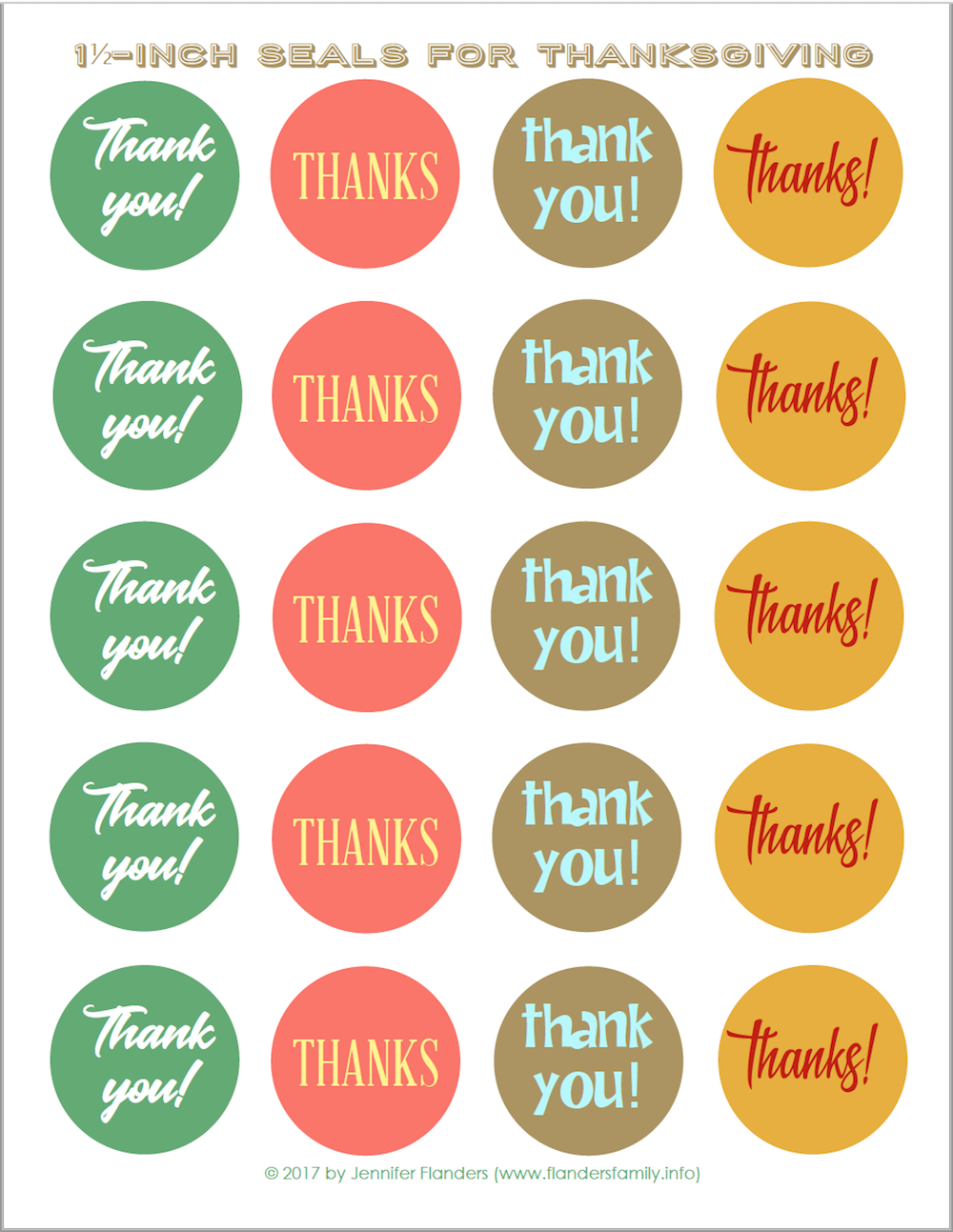 Free Printable Stickers/ Envelope Seals for Thanksgiving