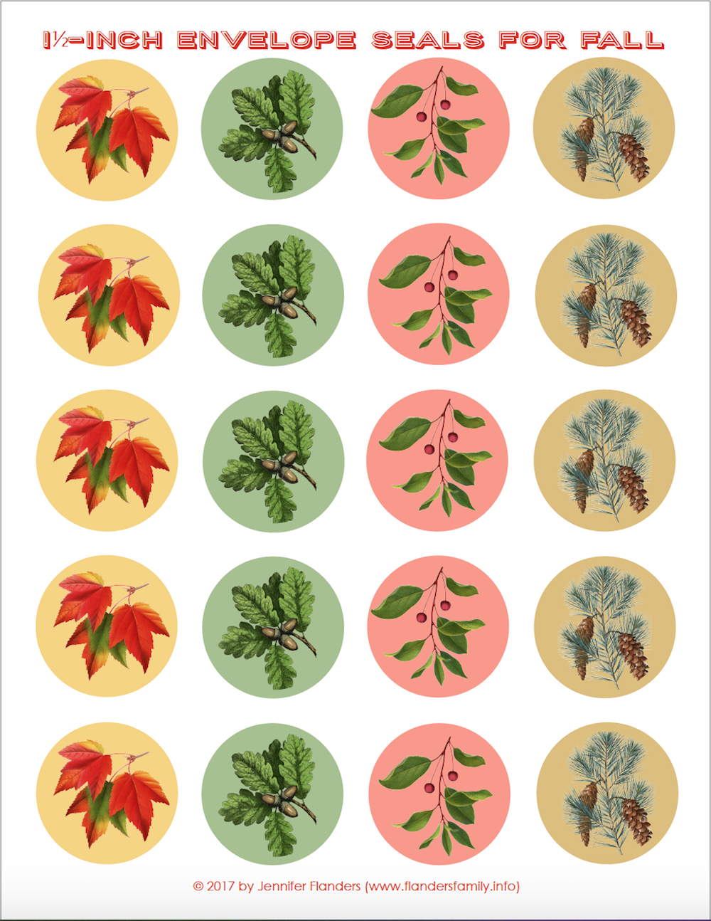 Free Printable Stickers/ Envelope Seals for Fall