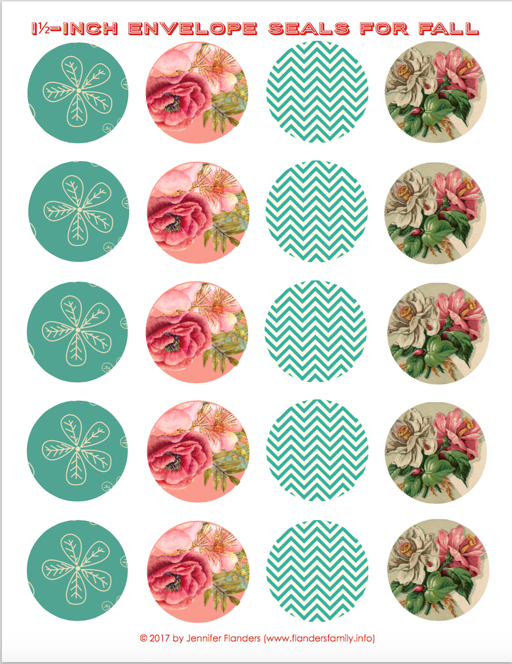 Beautiful! Free printable envelope seals (and coordinating cards) from www.flandersfamily.info
