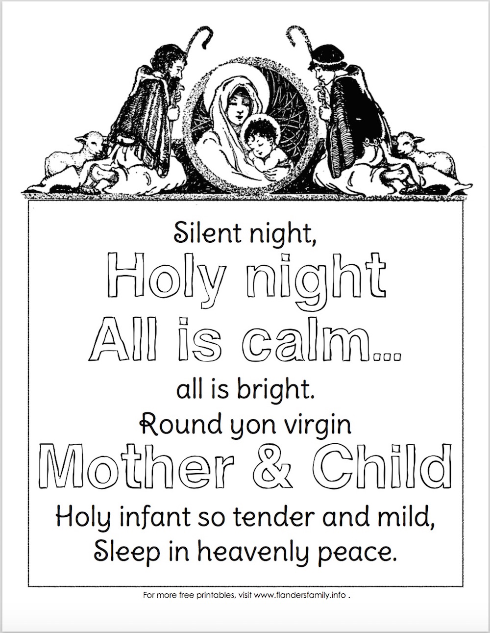 Silent Night (Free Coloring Page) - Flanders Family Homelife