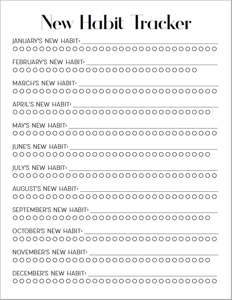 Free Printable Monthly Focus Habit Tracker
