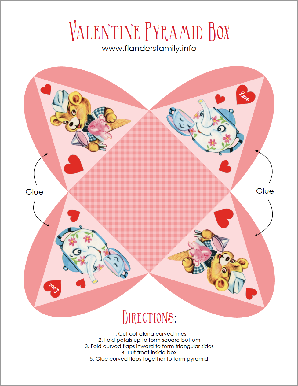 Valentine Pyramid Boxes (Free Printables) Flanders Family Homelife