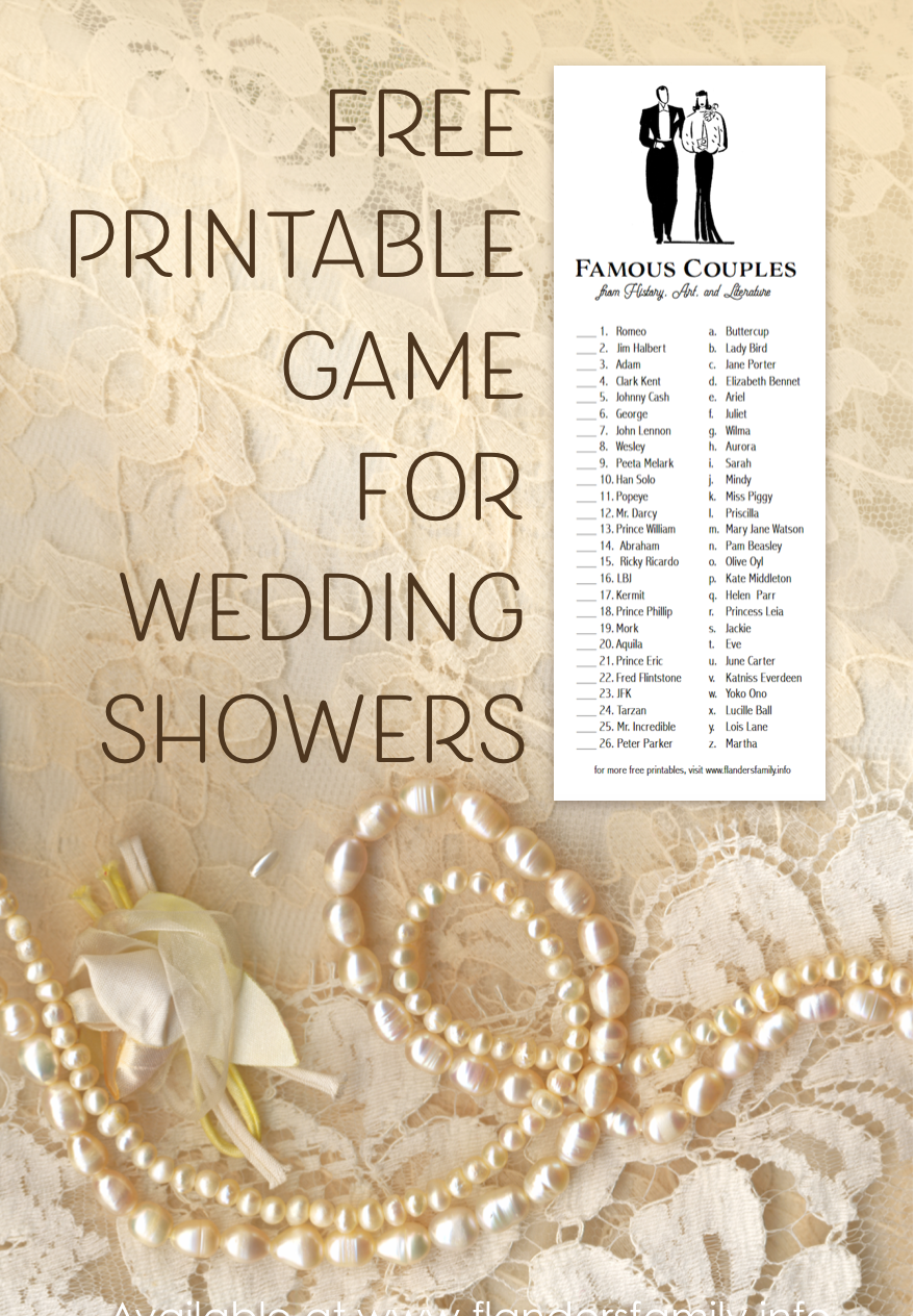 Free Printable Game for Bridal Showers or Valentine Parties
