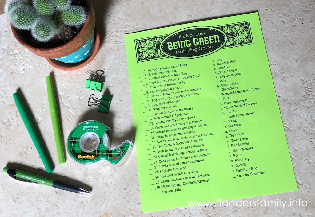 Free Printable Matching Game for St. Patrick's Day - Not Easy Being Green