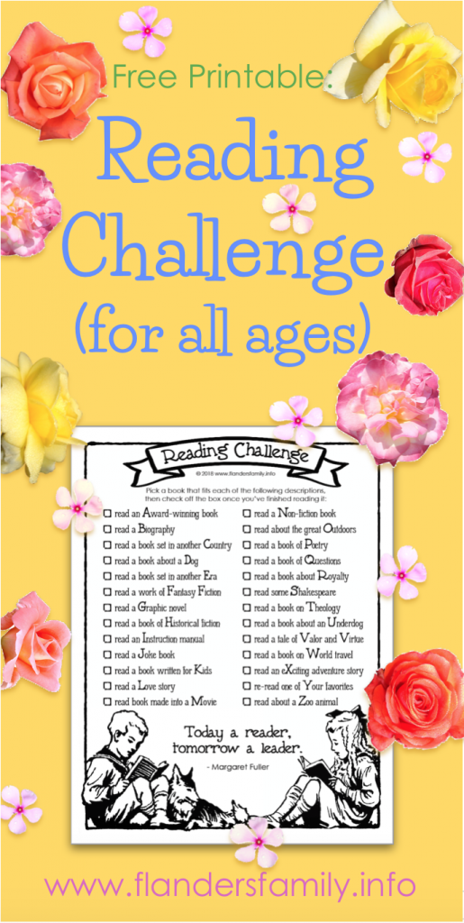 Reading Challenge for All Ages (Free Printable) - Flanders Family Home Life