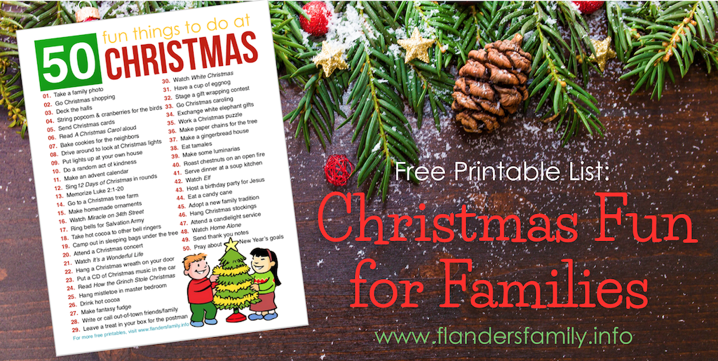 50 Fun Things for Your Family to Do this Christmas - Free Printable