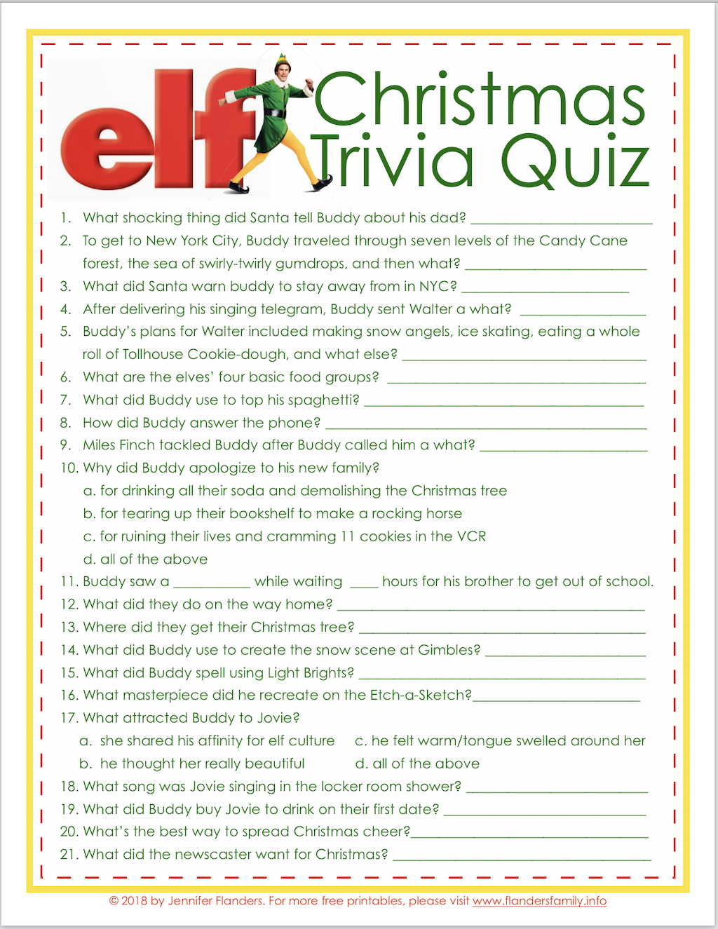 Printable Christmas Quiz With Answers